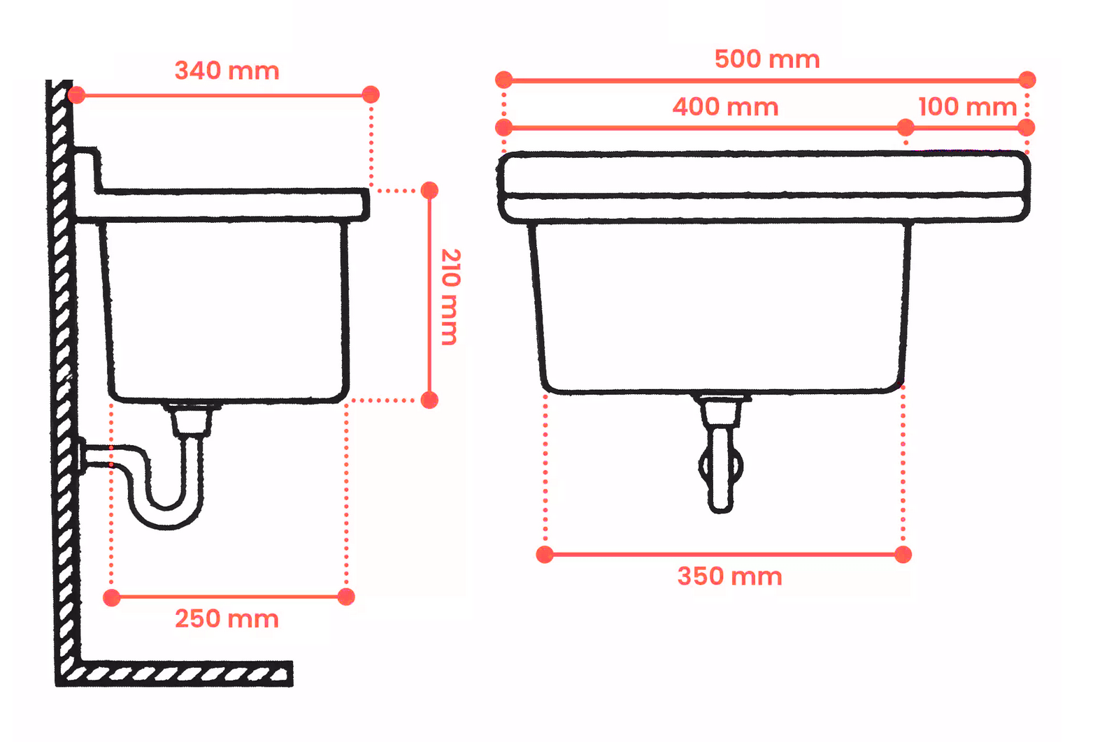 Technické plastové umývadlo 50x34x21 cm čierny granit